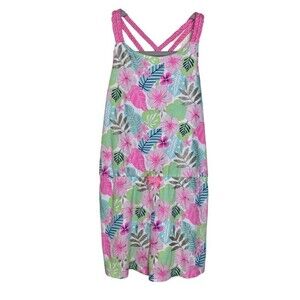 Tommy Bahama Floral Romper Girls size L (10-12)Braided Straps Tropical